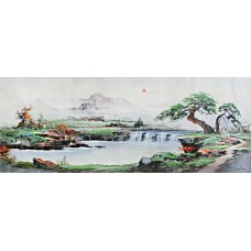 W2207山水畫 左流旭日東昇